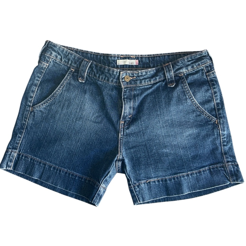 Levi's Blue Denim 545 Shorts Mid Rise Slash Pockets women’s Size 12